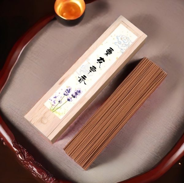Traditional Handmade Organic Lavender Fragrant Stick Incense with Wooden Box