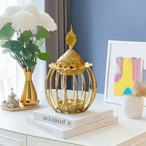 Vintage Birdcage Shaped Arabic Metal Church Censer Incense Holder