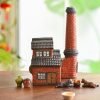 Vintage Red Wall Village Ceramic Log Cabin House Burning Incense Burner for Sale