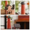 Vintage Red Wall Village Ceramic Log Cabin House Burning Incense Burner for Sale