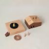 Vintage Simple Wooden Incense Log Cabin Burner Holder with Smoking Chimney