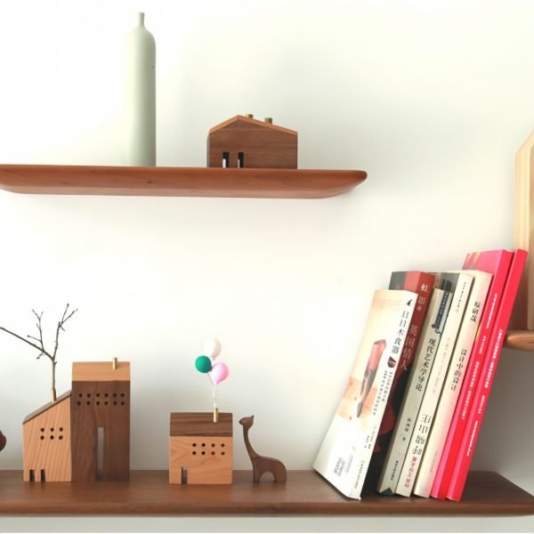 Vintage Simple Wooden Incense Log Cabin Burner Holder with Smoking Chimney