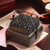 Vintage Square Shaped Chinese Copper Incense Burner Charcoal Hand Warmer With Wooden Handle & Lid