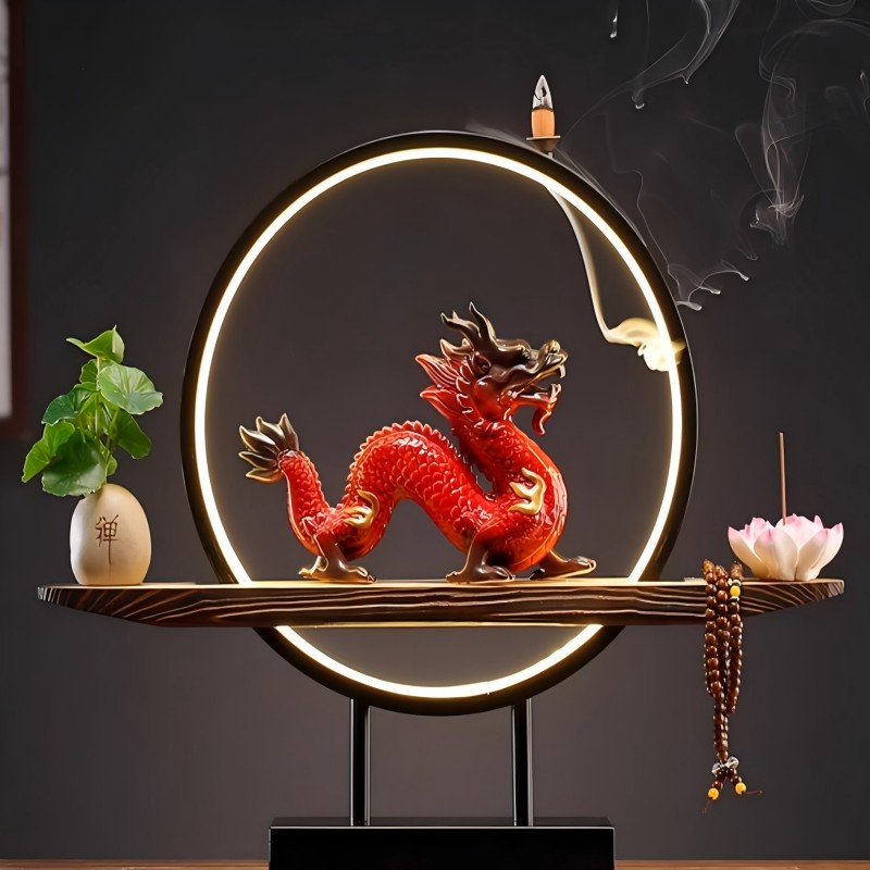dragon incense burner with cones and led light
