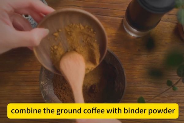 step 2 mix coffee powder with binder