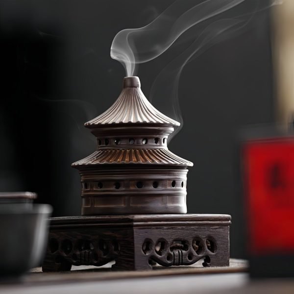 Antique Japanese Tower Shaped Ceramic Burning Conical Incense Holder for Sale