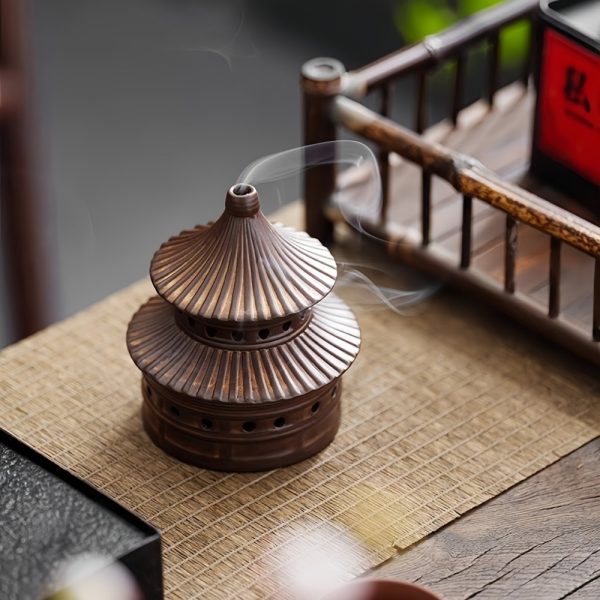 Antique Japanese Tower Shaped Ceramic Burning Conical Incense Holder for Sale