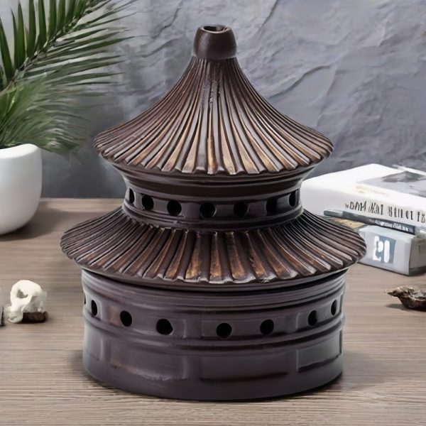 Antique Japanese Tower Shaped Ceramic Burning Conical Incense Holder for Sale