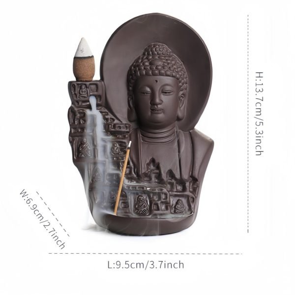 Antique Hand Carved Ceramic Buddha Backflow Burning Incense Holder