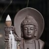 Antique Hand Carved Ceramic Buddha Backflow Burning Incense Holder