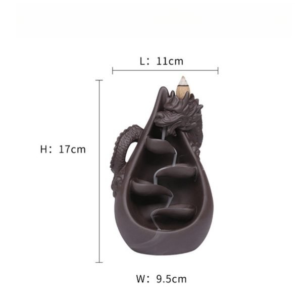 Antique Handmade Purple Clay Cascading Dragon Backflow Incense Fountain Burner