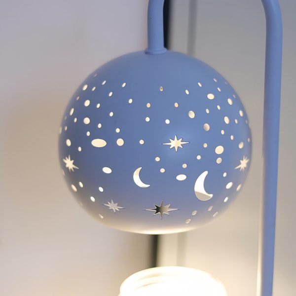 Best Carved Star with Moon Iron Glass Electric Dimmable Candle Lamp Warmer with Timer