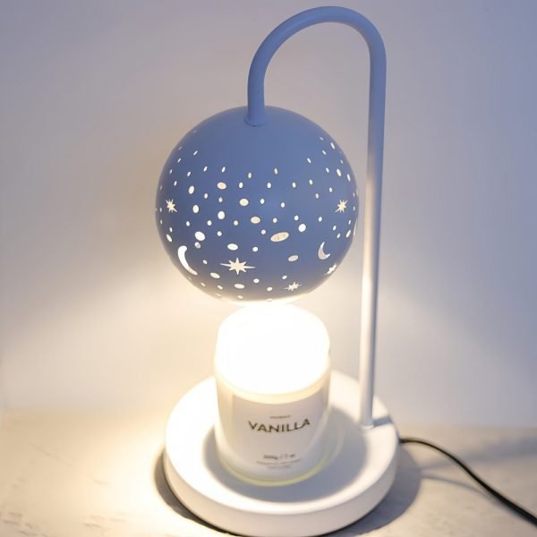 Best Carved Star with Moon Iron Glass Electric Dimmable Candle Lamp Warmer with Timer