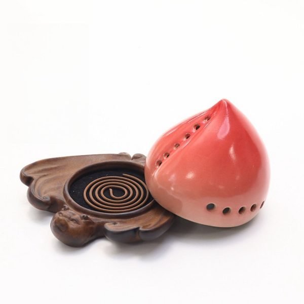 Best Chinese Peach Shaped Ceramic Coil Burning Incense Holder