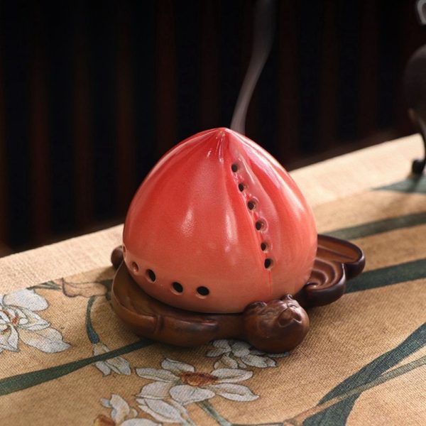 Best Chinese Peach Shaped Ceramic Coil Burning Incense Holder