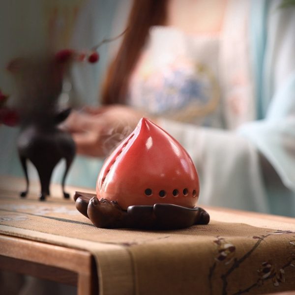 Best Chinese Peach Shaped Ceramic Coil Burning Incense Holder