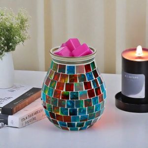Best Colorful Mosaic Glass Electric Wax Candle Warmer for Home Decor
