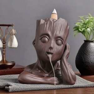 Best Creative Groot Tree man Ceramic Backflow Incense Fountain Holder Waterfall