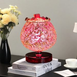 Best Elegant Pink Mosaic Shattered Glass Electric Wax Candle Melter for Home Decor