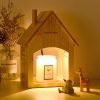 Best House Shaped Wooden Electric Table Lamp Aurora Candle Warmer Lantern with Timer