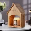 Best House Shaped Wooden Electric Table Lamp Aurora Candle Warmer Lantern with Timer