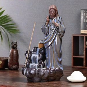 Best Jesus Ceramic Backflow Cascading Incense Burner Decoration