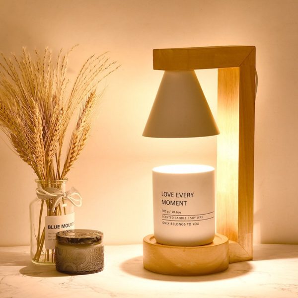 Best Metal and Wooden Dimmable Electric Night Table Lamp Candle Warmer Light with Timer