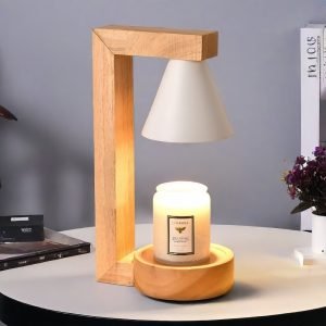 Best Metal and Wooden Dimmable Electric Night Table Lamp Candle Warmer Light with Timer