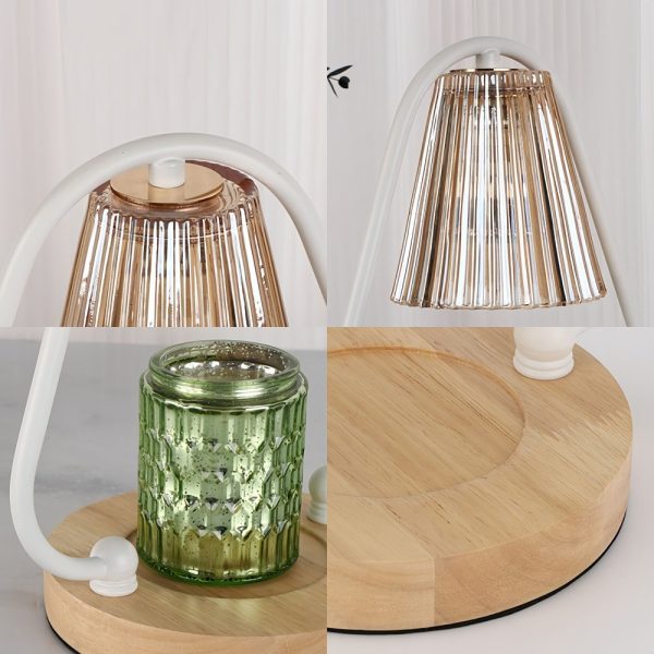 Best Modern Glass Dimmable Electric Candle Warmer Lanterns Wax Lights with Wooden Base