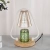 Best Modern Glass Dimmable Electric Candle Warmer Lanterns Wax Lights with Wooden Base