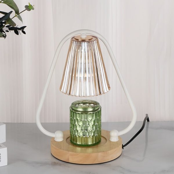 Best Modern Glass Dimmable Electric Candle Warmer Lanterns Wax Lights with Wooden Base