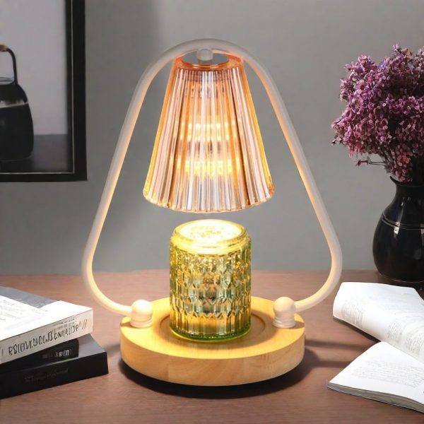Best Modern Glass Dimmable Electric Candle Warmer Lanterns Wax Lights with Wooden Base