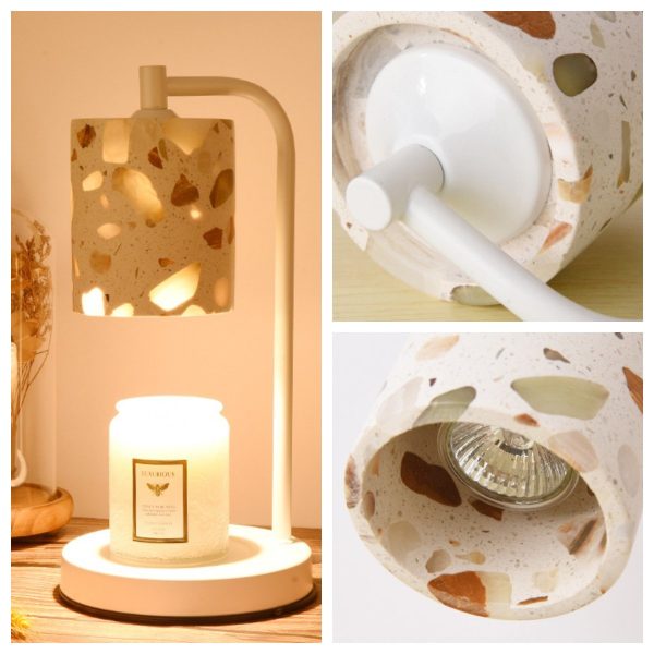 Best Modern Metal Stone Electric Candle Warming Table Lamp with Timer and Dimmer