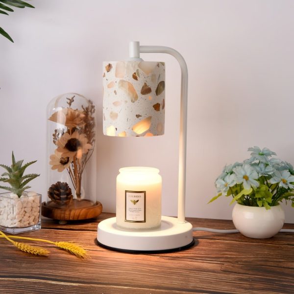 Best Modern Metal Stone Electric Candle Warming Table Lamp with Timer and Dimmer