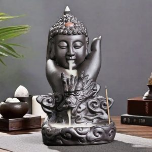 Best Purple Clay Buddha Hand with Dragon Incense Burner Backflow Holder