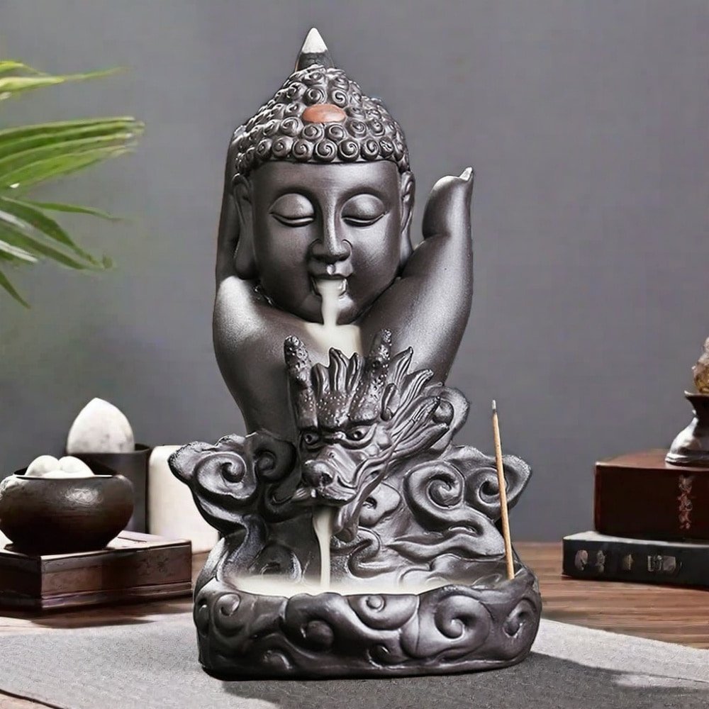 Best Purple Clay Buddha Hand with Dragon Incense Burner Backflow Holder Best Purple Clay Buddha Hand with Dragon Incense Burner Backflow Holder