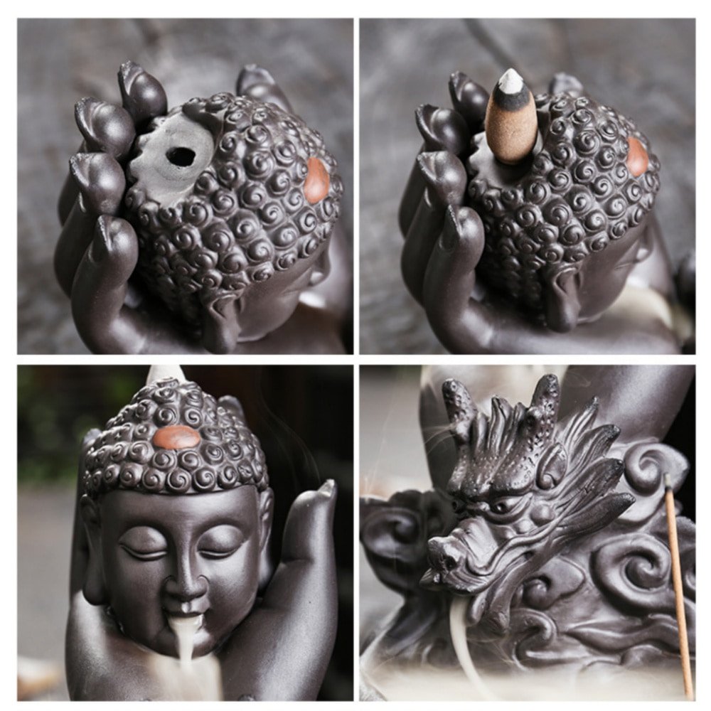 Best Purple Clay Buddha Hand with Dragon Incense Burner Backflow Holder Best Purple Clay Buddha Hand with Dragon Incense Burner Backflow Holder
