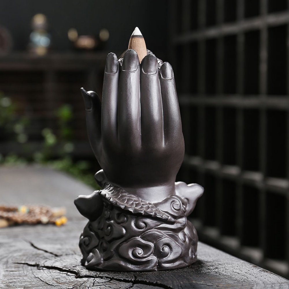 Best Purple Clay Buddha Hand with Dragon Incense Burner Backflow Holder Best Purple Clay Buddha Hand with Dragon Incense Burner Backflow Holder
