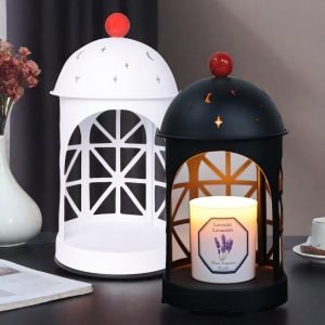 Best Vintage Castle Shape Metal Dimmable Electric Jar Candle Melting Warmer Lantern