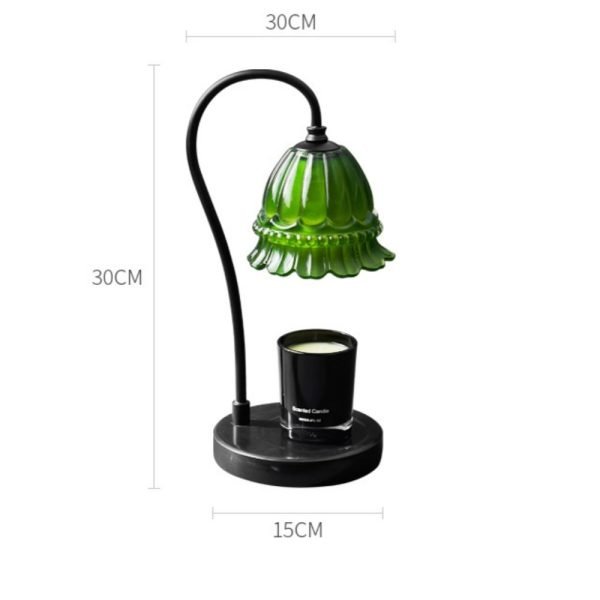 Best Vintage Green Flower Glass and Marble Dimmable Candle Warmer Lamp with Timer