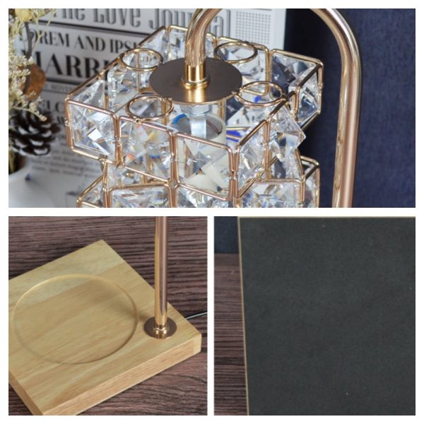 Best Vintage Iron Crystal Wood Dimmable Electric Candle Table Lamp Warmer for Jar Candles