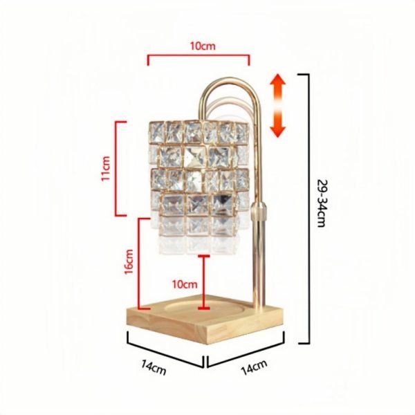 Best Vintage Iron Crystal Wood Dimmable Electric Candle Table Lamp Warmer for Jar Candles