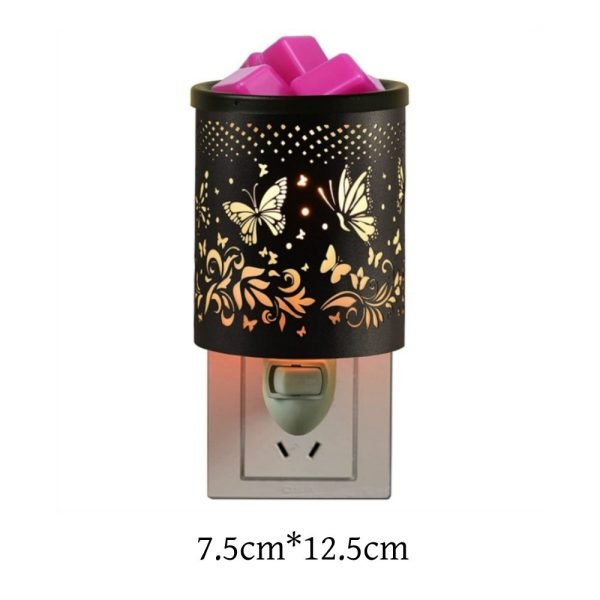 Black Butterfly Iron Night Light Electric Candle Wax Warmer Lamp Wall Plug in for Living Room