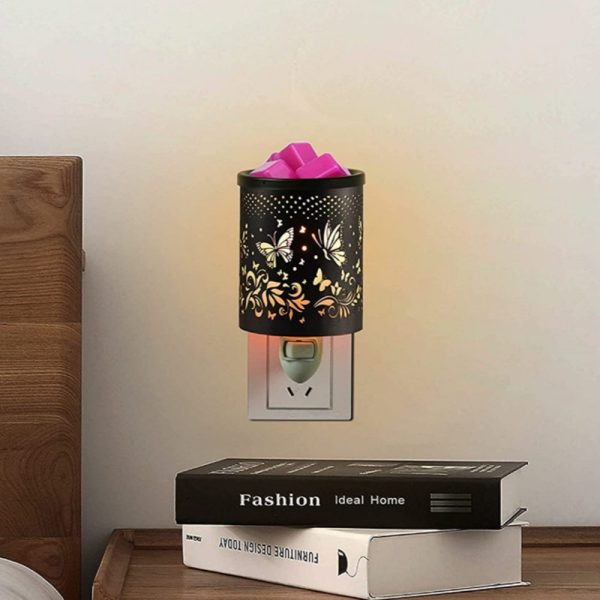 Black Butterfly Iron Night Light Electric Candle Wax Warmer Lamp Wall Plug in for Living Room