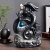 Black Ceramic Dragon with Castle Theme Waterfall Incense Holder
