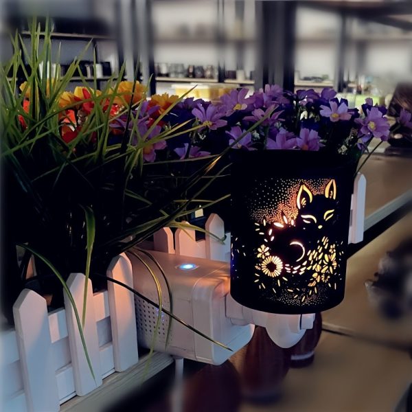 Black Iron Fox Electric Night Light Wall Plug In Candle Wax Warmer Oil Lamp