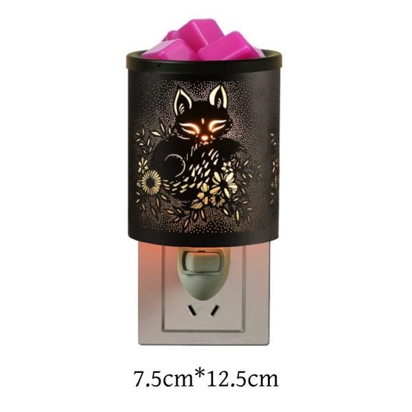 Black Iron Fox Electric Night Light Wall Plug In Candle Wax Warmer Oil Lamp