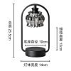 Black Iron Glass Vintage Flower Dimmable Electric Candle Warmer Lantern with Timer