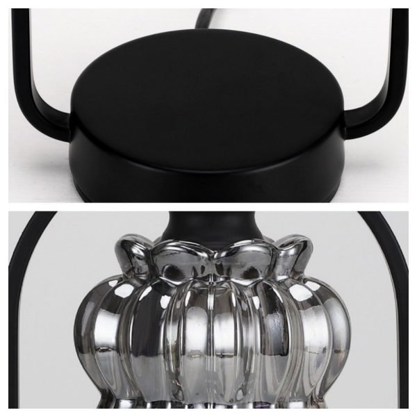 Black Iron Glass Vintage Flower Dimmable Electric Candle Warmer Lantern with Timer