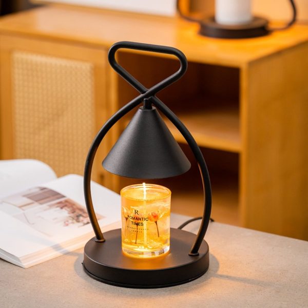 Black Iron Night Table Electric Candle Warmer Lantern Melting Wax Lamp with Timer